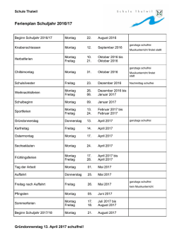 Ferienplan Schuljahr 2016/17