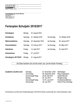 Ferienplan Schuljahr 2016/2017