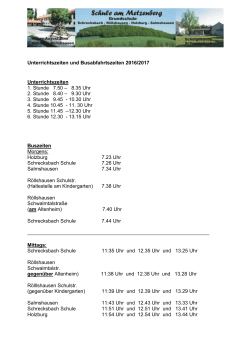 Unterrichtszeiten und Busabfahrtszeiten 2016/2017