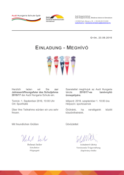 einladung - megh&iacute;v&oacute; - Audi Hungaria Iskola
