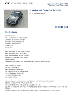 Porsche 911 Carrera CS (1988) 330.000 EUR