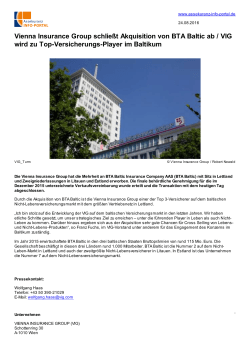 Vienna Insurance Group schließt Akquisition von BTA Baltic ab / VIG