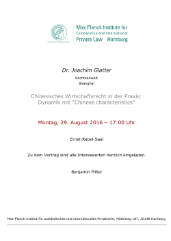 Einladung Gastvortrag Dr. Glatter - Max-Planck