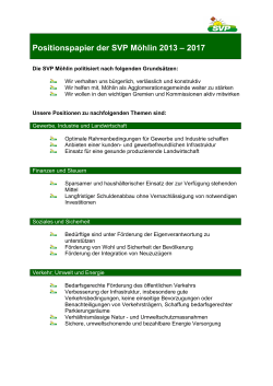 Positionspapier der SVP Möhlin 2013 – 2017