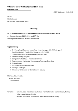 Einladung zur Ortsbeiratssitzung Unter-Widdersheim am