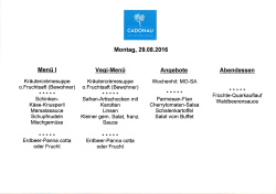 Menüplan Cafeteria 29.08. - 04.09.2016