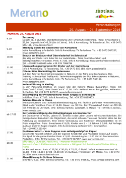 Veranstaltungen 22. – 28. August 2016
