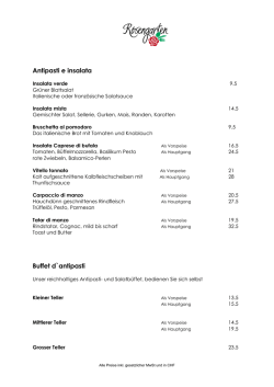 Speisekarte - Ristorante Rosengarten