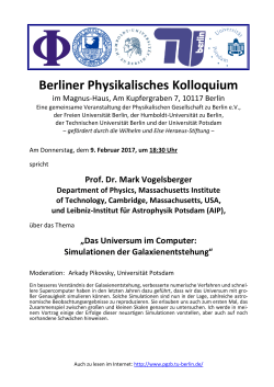 Berliner Physikalisches Kolloquium am 09.02.2017: Vogelsberger