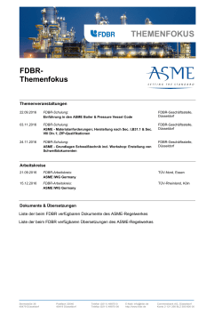 Themenfokus ASME FDBR verstärkt seine inhaltliche Arbeit zu