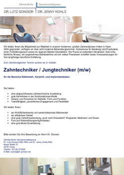 Zahntechniker / Jungtechniker (m/w)