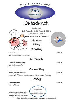Quicklunch - Das Hotel-Restaurant Perle am Mühlenteich in Hagenow