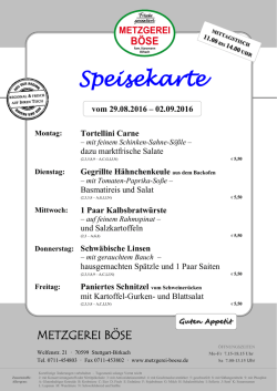 Speisekarte - Metzgerei Böse
