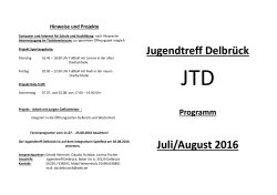 Jugendtreff Delbrück Juli/August 2016