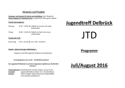 Jugendtreff Delbr&uuml;ck Juli/August 2016