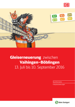 Gleiserneuerung zwischen Vaihingen&ndash;B&ouml;blingen 13. Juli bis 10