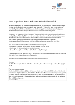 Neu: Zugriff auf &uuml;ber 2 Millionen Zeitschriftenartikel
