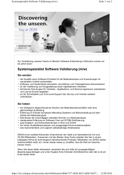 Systemspezialist Software Validierung (m/w)