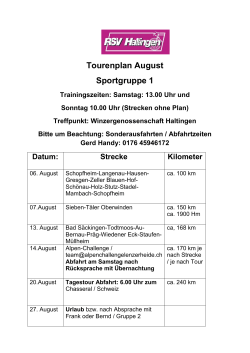 Tourenplan August Sportgruppe 1 - RSV