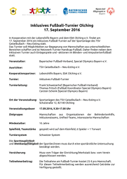 Inklusives Fu&szlig;ball-Turnier Olching 17. September 2016