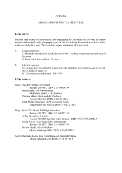 GERMAN ARRANGEMENTS FOR THE FIRST YEAR 1. The course