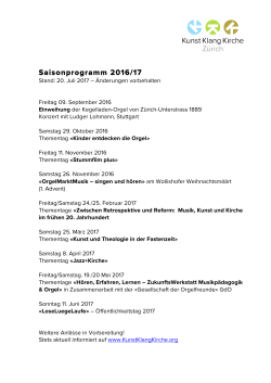 KunstKlangKirche Saisonprogramm 2016