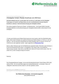 Arbeitgeber fordern Riester-Zuschuss von 200 Euro