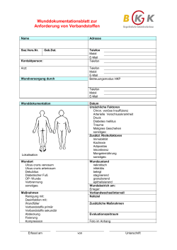 Wunddokumentationsblatt zur Anforderung von Verbandstoffen