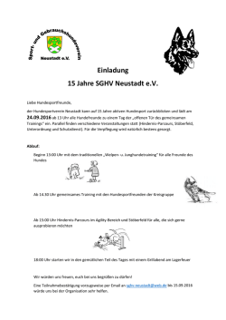 Einladung 15 Jahre SGHV Neustadt eV