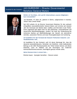 JAN BURDINSKI – Director Governmental Relations General Motors