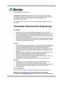 Teamleader Requirements Engineering