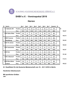 SHBV e.V. - Vereinspokal 2016 Herren