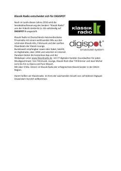 Klassik Radio entscheidet sich für DIGISPOT