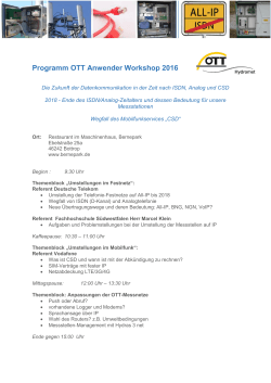 Programm OTT Anwender Workshop 2016