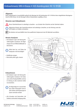 HJS &bull; Kombisystem 93 13 9108 &bull; Einbauhinweis MB A
