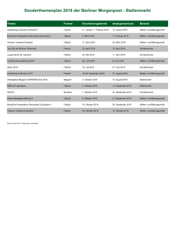 Sonderthemenplan 2016 der Berliner Morgenpost