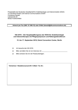 HAI 2016 &ndash; Der Hauptstadtkongress der DGAI f&uuml;r An&auml;sthesiologie