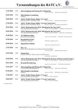 Veranstaltungsübersicht des BATC e.V. Stand 23.08.2016 19:20 h