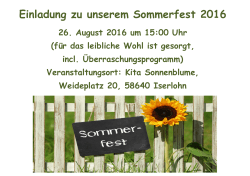 Einladung zu unserem Sommerfest 2016