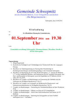 Gemeinde Schwepnitz 01.September2016 um 19.30 Uhr