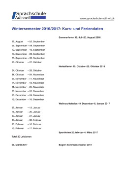Wintersemester 2016/2017: Kurs- und