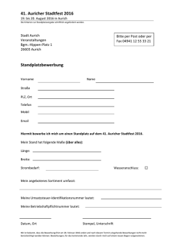 41. Auricher Stadtfest 2016 Standplatzbewerbung