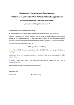 Einladung zur Veranstaltung der Regionalgruppe TI Rheinland zu