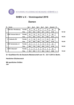 SHBV e.V. - Vereinspokal 2016 Damen