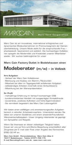 Modeberater (m/w) – in Vollzeit