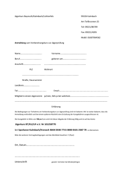 J&auml;gerkurs BT/KU/LIF e.V. Nr 101258770 bei Sparkasse Kulmbach