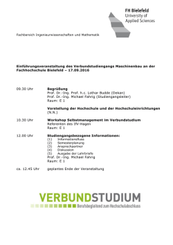 Einf&uuml;hrungsveranstaltung des Verbundstudiengangs Maschinenbau