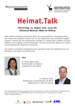 Heimat.Talk Klostertal Museum 25.8.16