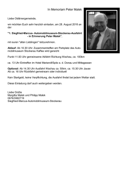 In Memoriam Peter Malek