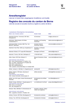 Anwaltsregister Registre des avocats du canton de